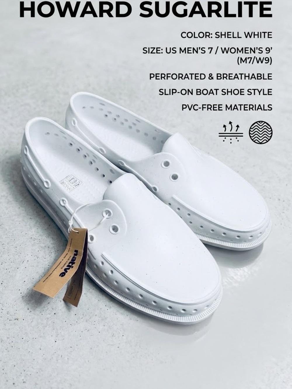 NWT Native Howard Sugarlite Shell White Slip On Boat Water Shoes Men 7 Women 9